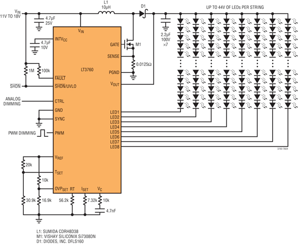 28 Watt LED backlighting circuit